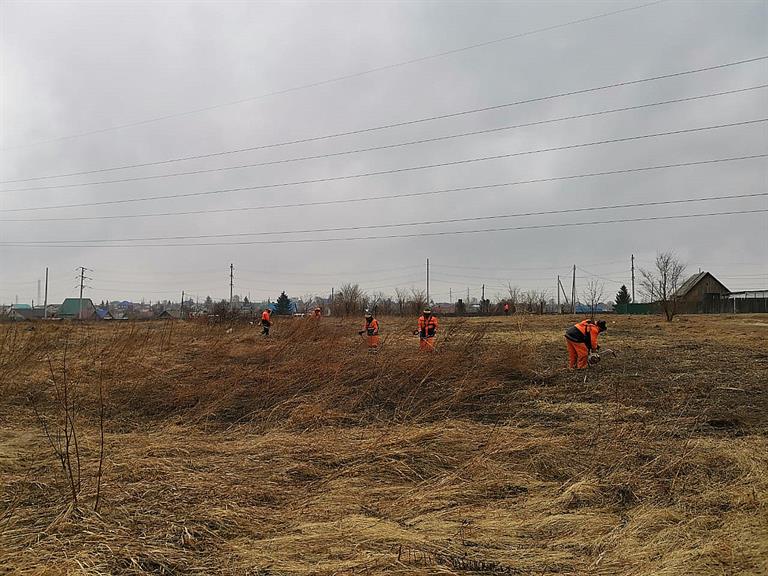 Коммунальщики косят в Красноярске сухостой для защиты от пожаров