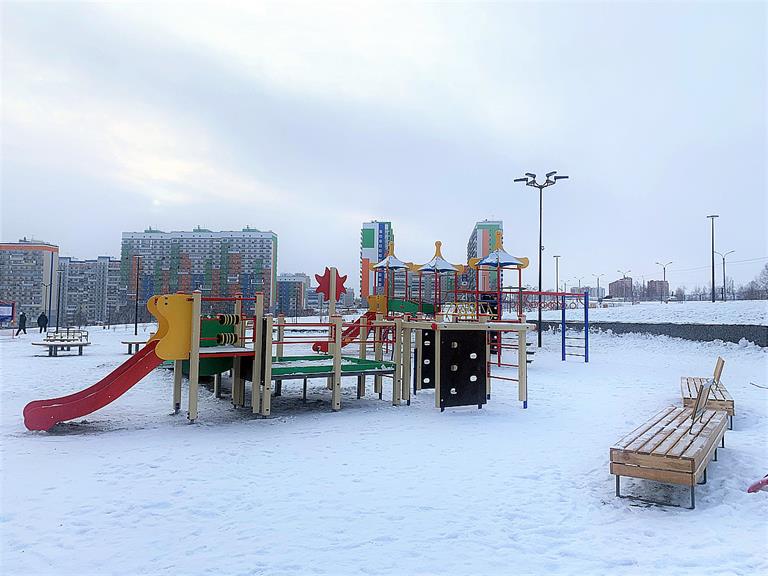 В Красноярске завершили первый этап строительства парка в Солнечном