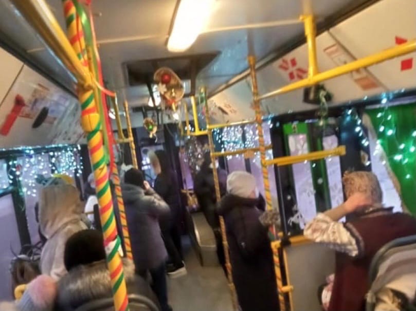 Кондуктор из Красноярска украсила салон автобуса №55 по мотивам рассказов Гоголя